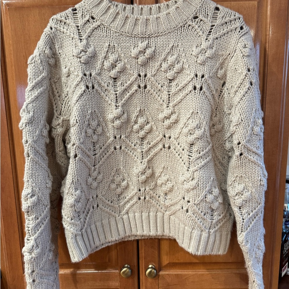 Zara Textured Knit Sweater in Cream